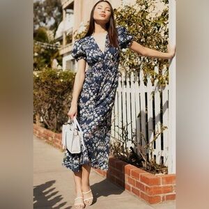 MODCLOTH X Hutch So Exceptional Wide Leg Jumpsuit Navy Blue Floral Size 0